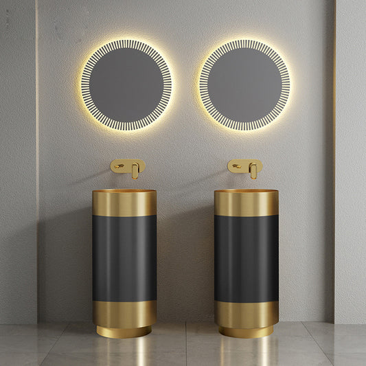 Luxury 304 Stainless Steel Round Pedestal Sink - Freestanding Bathroom Basin