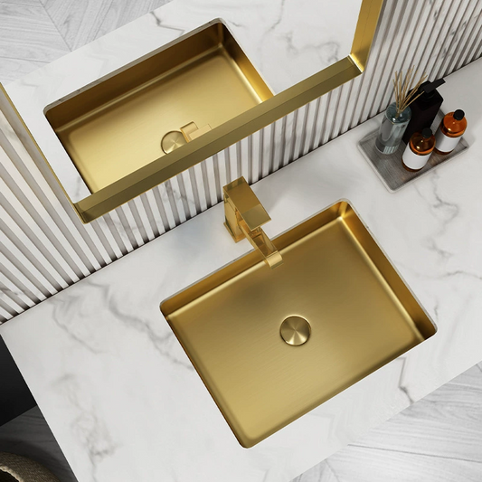 Luxury Rectangular Stainless Steel Undermount Bathroom Sink - Premium Wash Basin