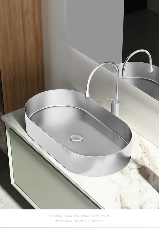 Modern Above Counter Vessel Sink - Stainless Steel Bathroom Basin
