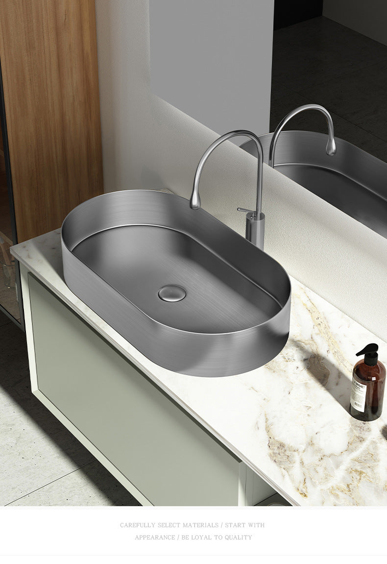 Premium SUS304 Stainless Steel Above Counter Bathroom Vessel Sink with Drainer
