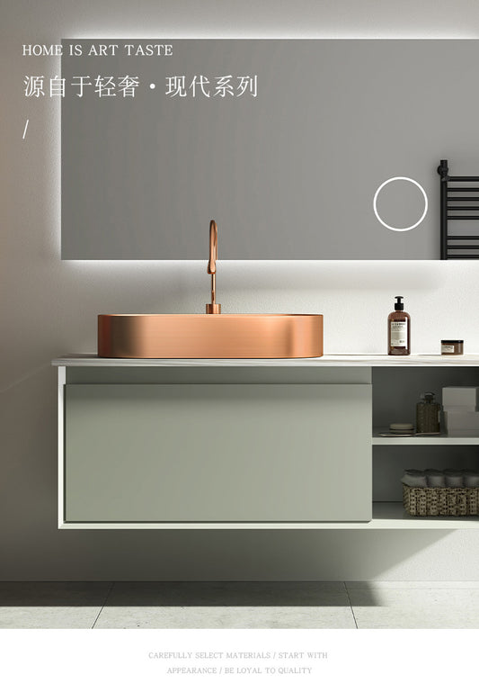 Premium 16 Gauge Stainless Steel Oval Bathroom Vessel Sink with Drainer - Above Counter