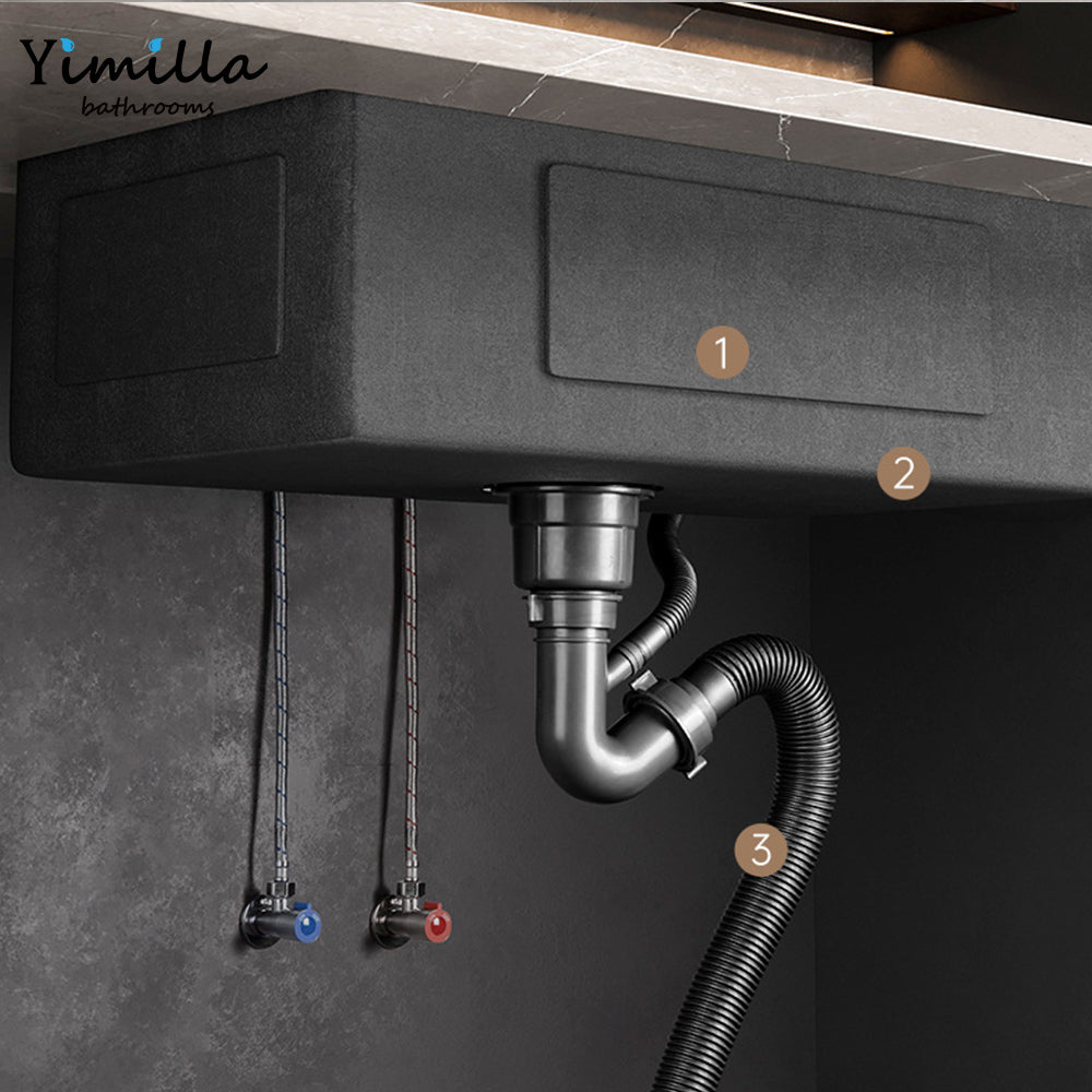 Black Undermount Kitchen Sink with Pull-Out Faucet - Large Single Bowl