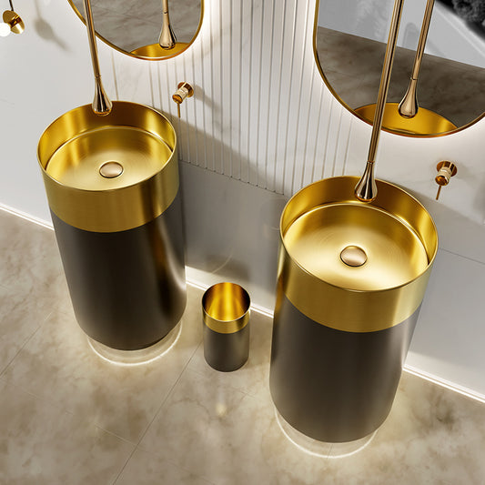 Luxury 304 Stainless Steel Pedestal Sink with Advanced PVD Processing