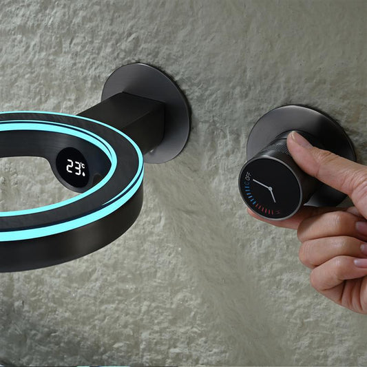 Luxury Wall Mounted Waterfall Basin Faucet - LED Digital Display with Thermostatic Control