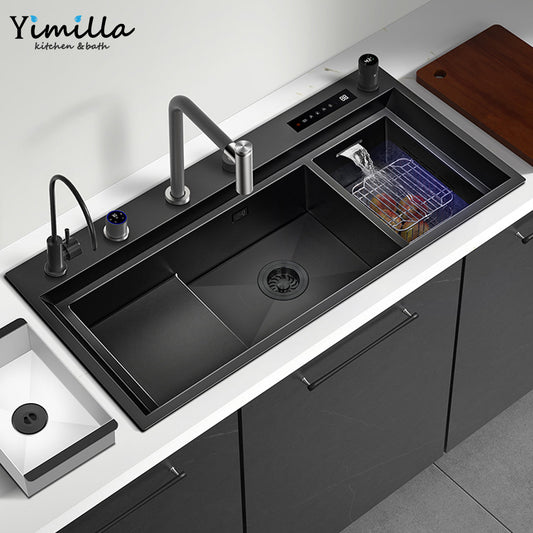 Smart Double Kitchen Sink - 304 Stainless Steel with Hydro Vegetable & Fruit Purification