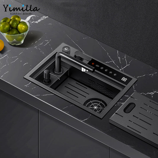Ultrasonic Kitchen Sink - 304 Stainless Steel with Hidden Faucet for Bar