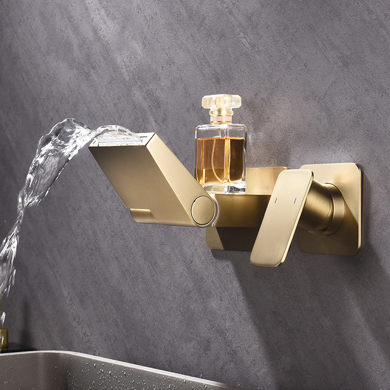 Wall Mount Rainfall Faucet with Digital Temperature Display - Modern Vanity Mixer Tap