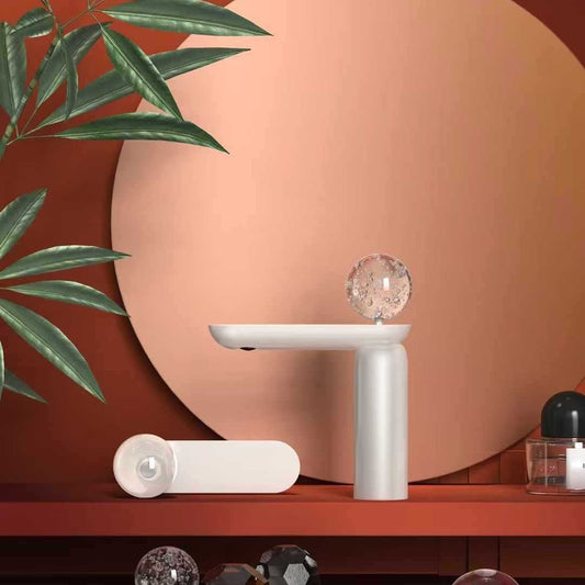 Italian Crystal Basin Faucet - Brushed Rose Gold Single Hole Art Faucet