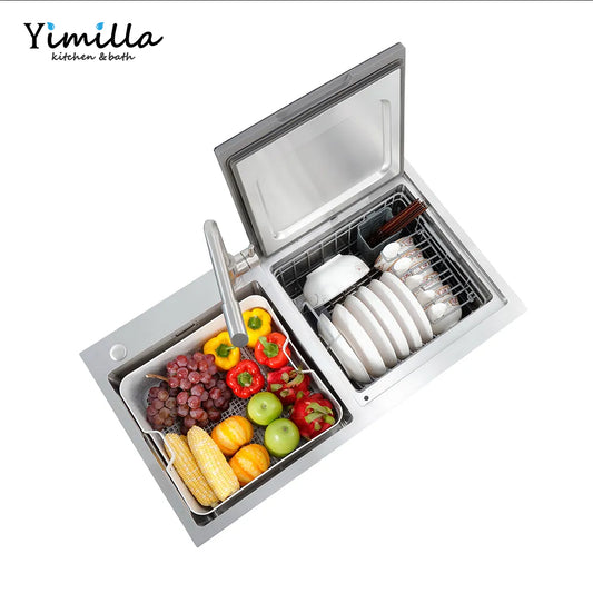 Smart Dishwasher Sink - Double Sink Stainless Steel Electric Dishwasher Kitchen Furniture Integration