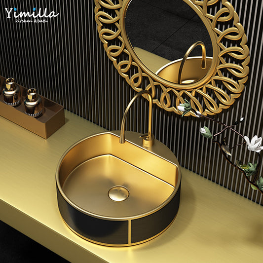 Luxury Handcrafted Stainless Steel Bathroom Sink - Premium Vessel Basin