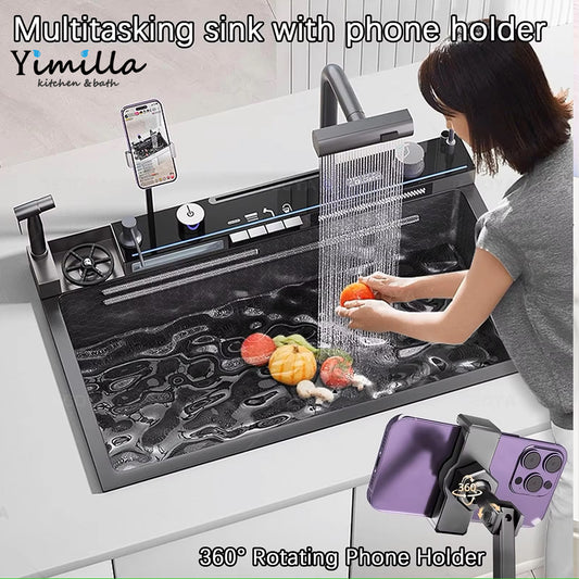 Kitchen Sink with Drainboard - Easy Install Undermount Stainless Steel Sink