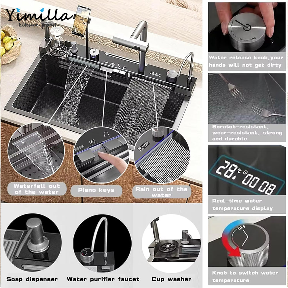Kitchen Sink with Drainboard - Easy Install Undermount Stainless Steel Sink