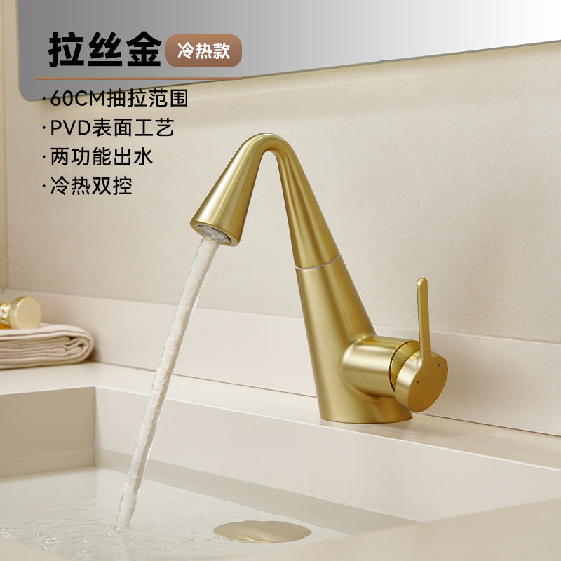 Black Bathroom Sink Faucet with Pull-Out Sprayer - 3-Mode Brass Single Handle Basin Mixer