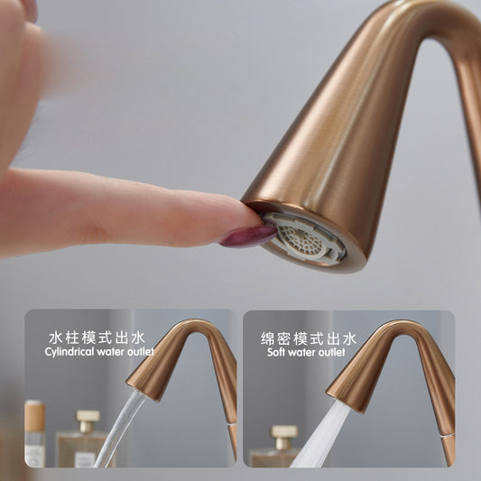 Black Bathroom Sink Faucet with Pull-Out Sprayer - 3-Mode Brass Single Handle Basin Mixer