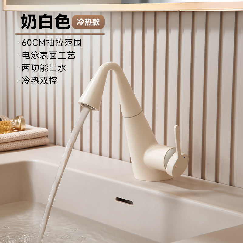 Black Bathroom Sink Faucet with Pull-Out Sprayer - 3-Mode Brass Single Handle Basin Mixer