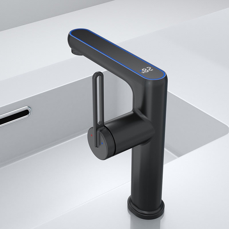 Smart Digital Display Bathroom Faucet - All-Copper Single Hole Basin Tap with Temperature Control