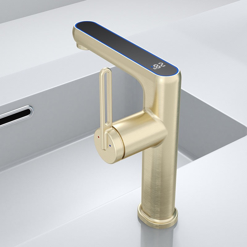 Smart Digital Display Bathroom Faucet - All-Copper Single Hole Basin Tap with Temperature Control
