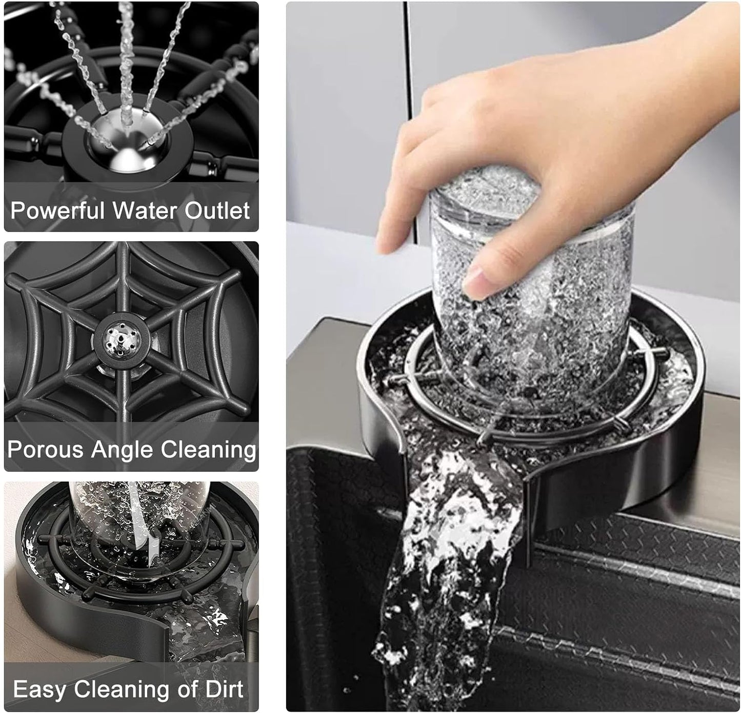 Nano-black stainless steel handmade kitchen sink- digital display kitchen faucet