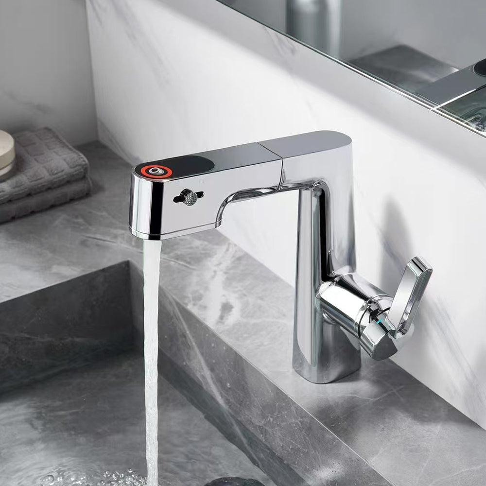 Pull-Out Bathroom Faucet with Rotating Spout - 3-Mode Sprayer Single Handle Vanity Tap