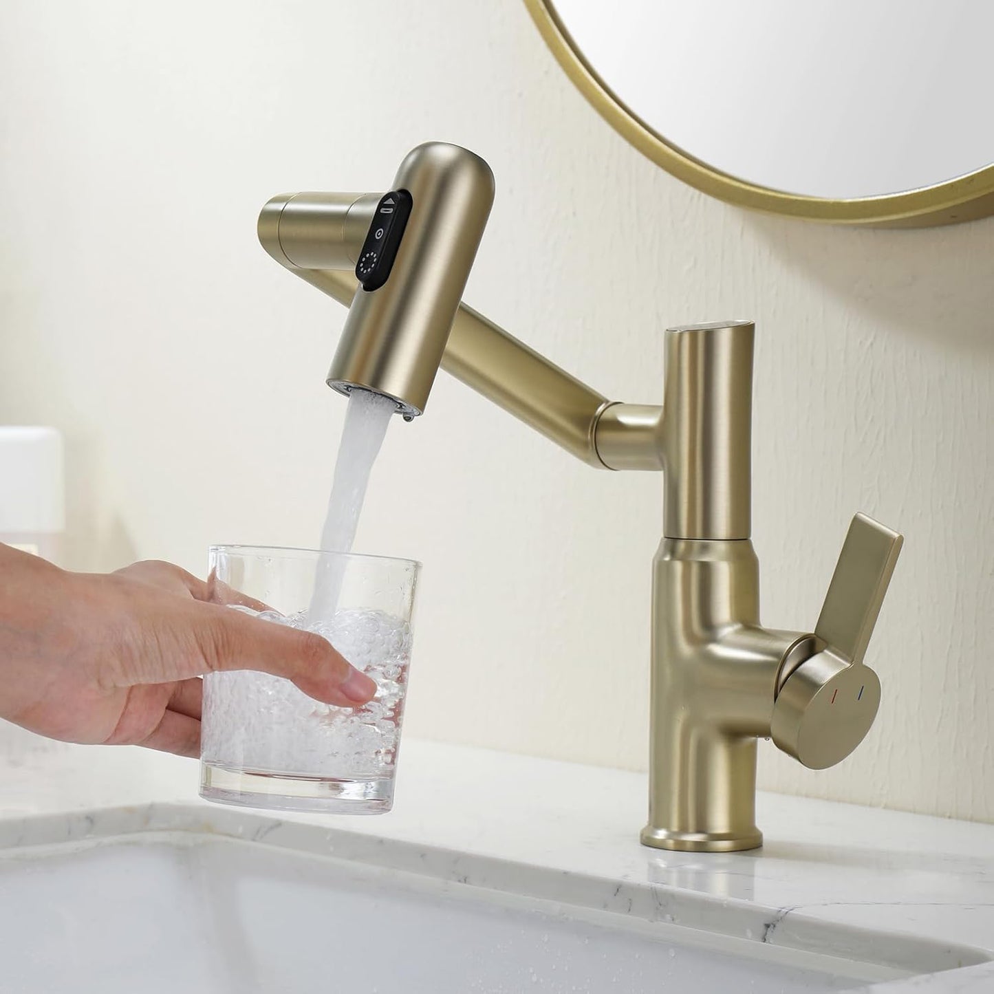 Smart Bathroom Faucet with Temperature Display - Battery-Free Rotatable Tap with 3 Water Modes