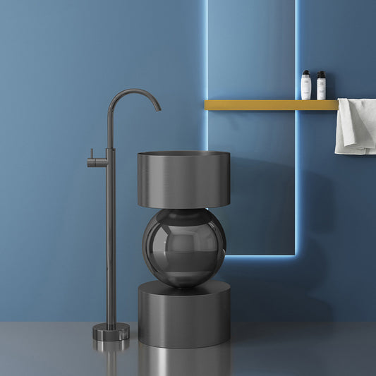 Modern 304 Stainless Steel Floor Standing Pedestal Sink - Commercial Project Grade