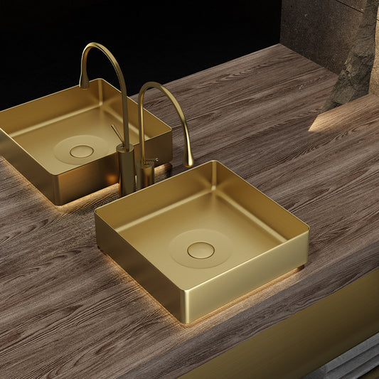 Modern 304 Stainless Steel Bathroom Vessel Sink with Pop-Up Drain