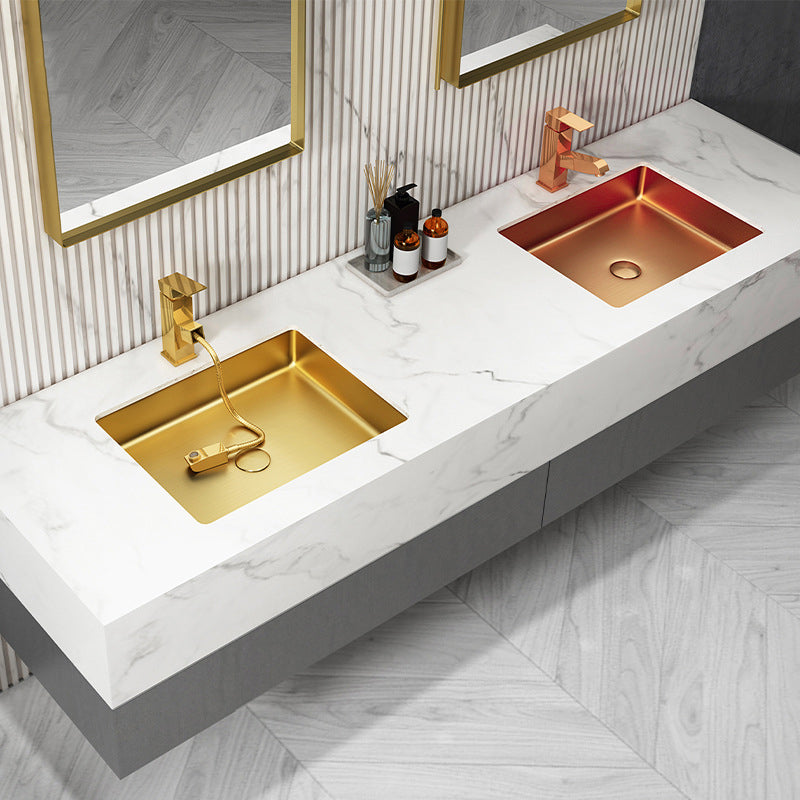 Luxury Rectangular Stainless Steel Undermount Bathroom Sink - Premium Wash Basin