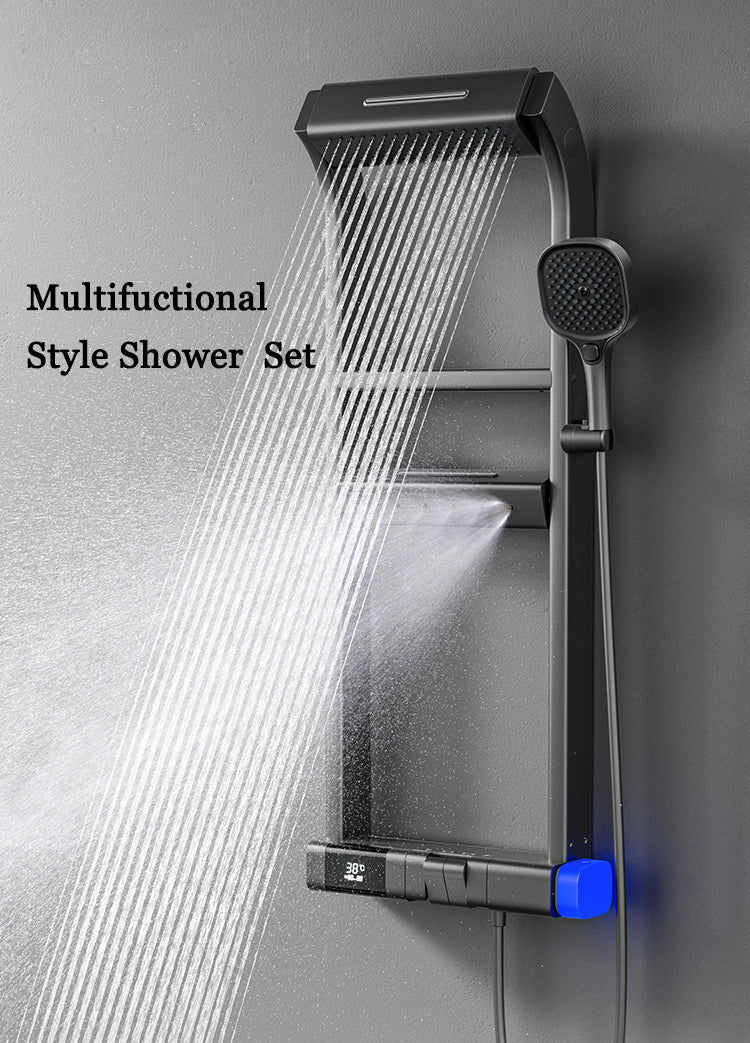 SH6008 Modern Thermostatic Shower System with Digital Display – Gun Gray