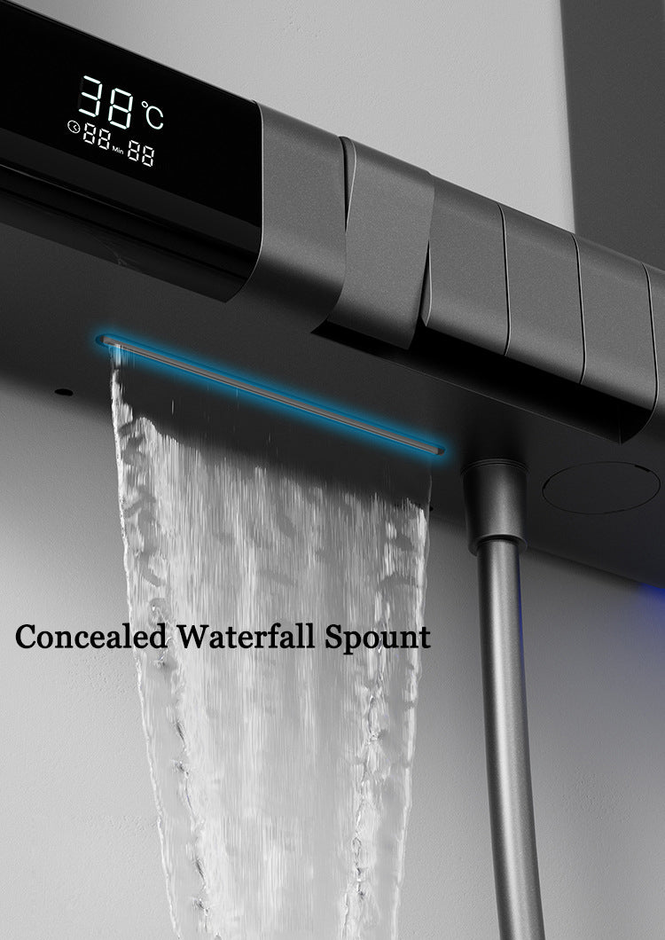 SH6008 Modern Thermostatic Shower System with Digital Display – Gun Gray