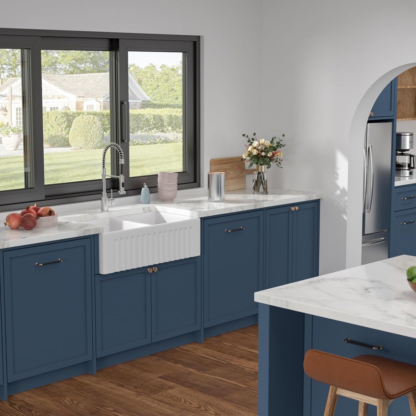 Yimilla 3320 White Farmhouse Sink 33x22x8"