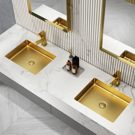 Bathroom Sink Luxury Stainless Steel Rectangular Sink Undermount Bathroom Wash Sink