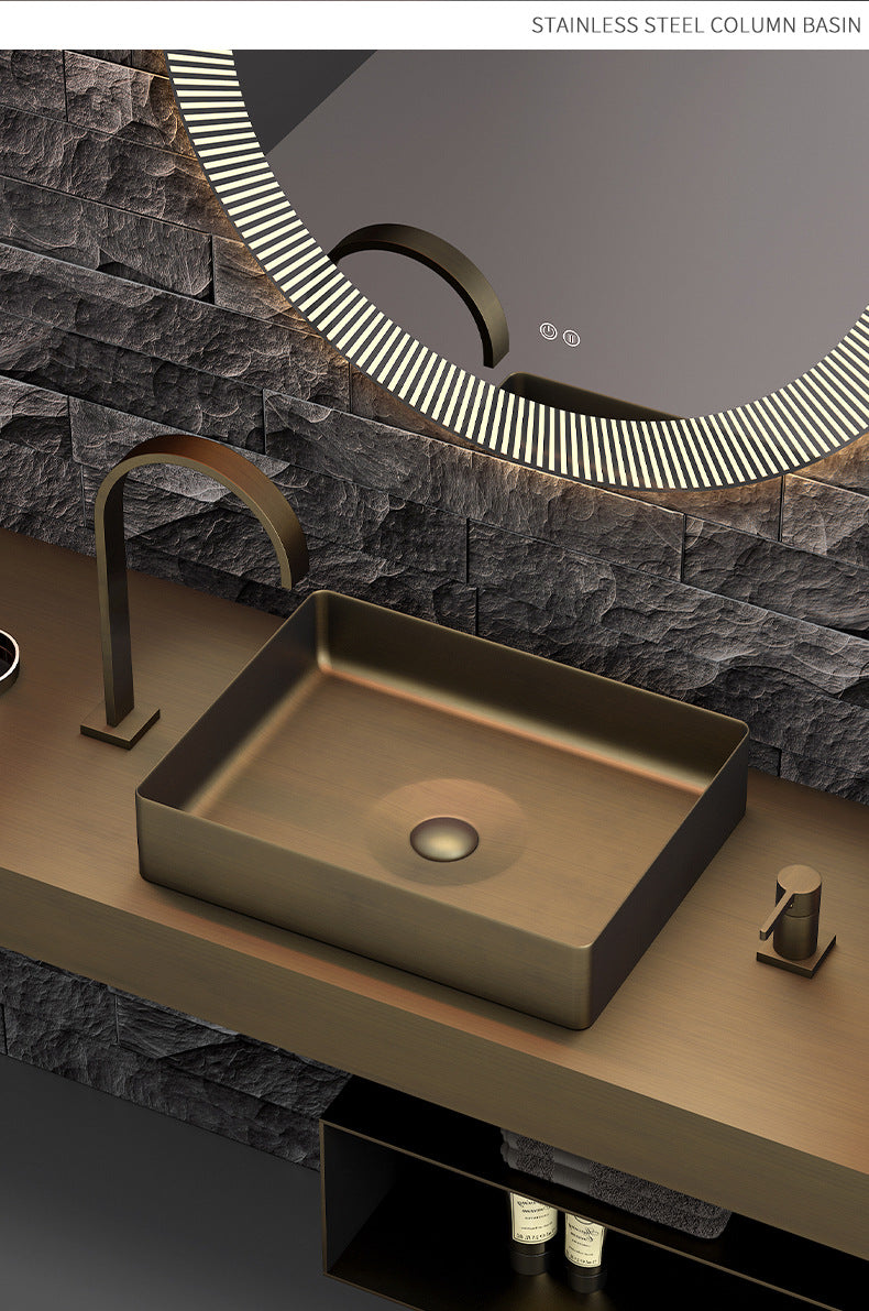 Bronze Finish 304 Stainless Steel Top Mount Bathroom Sink - Vanity Basin