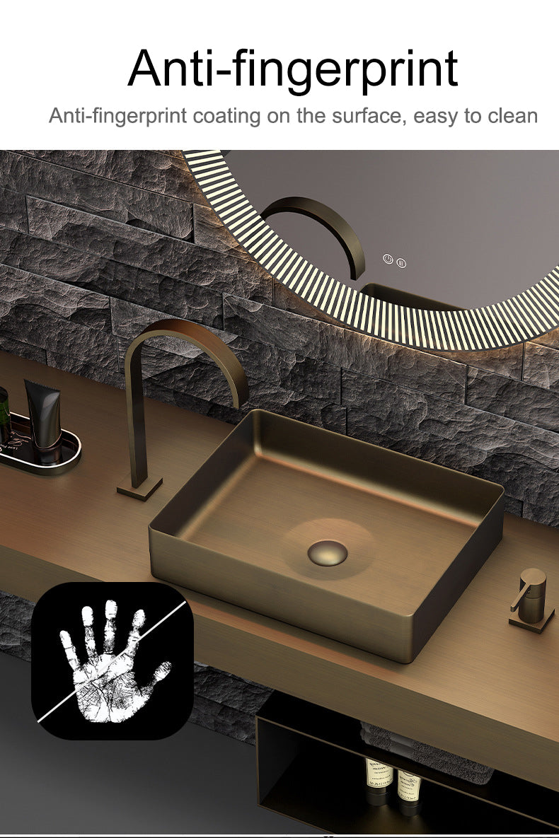 Bronze Finish 304 Stainless Steel Top Mount Bathroom Sink - Vanity Basin