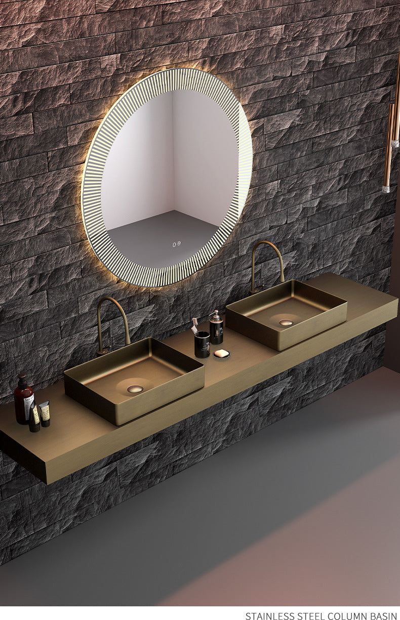 Bronze Finish 304 Stainless Steel Top Mount Bathroom Sink - Vanity Basin