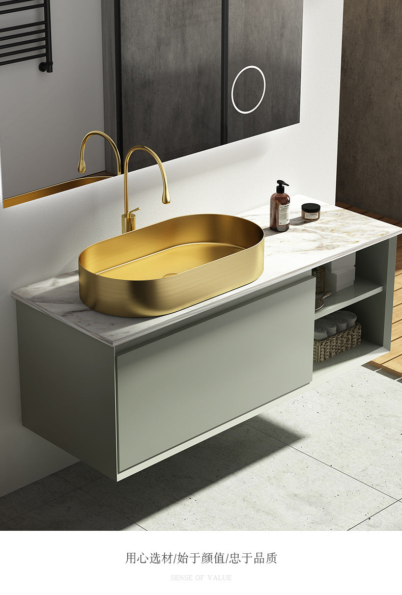 Premium 16 Gauge Stainless Steel Oval Bathroom Vessel Sink with Drainer - Above Counter