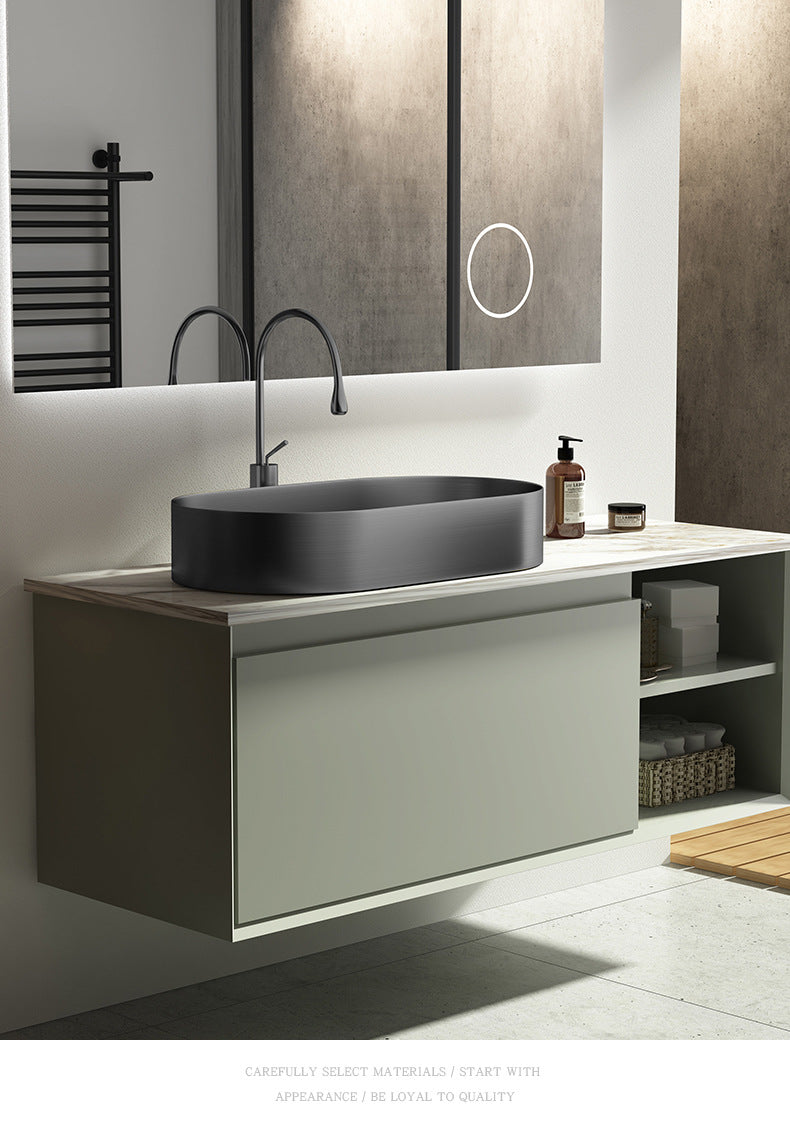 Modern Above Counter Vessel Sink - Stainless Steel Bathroom Basin