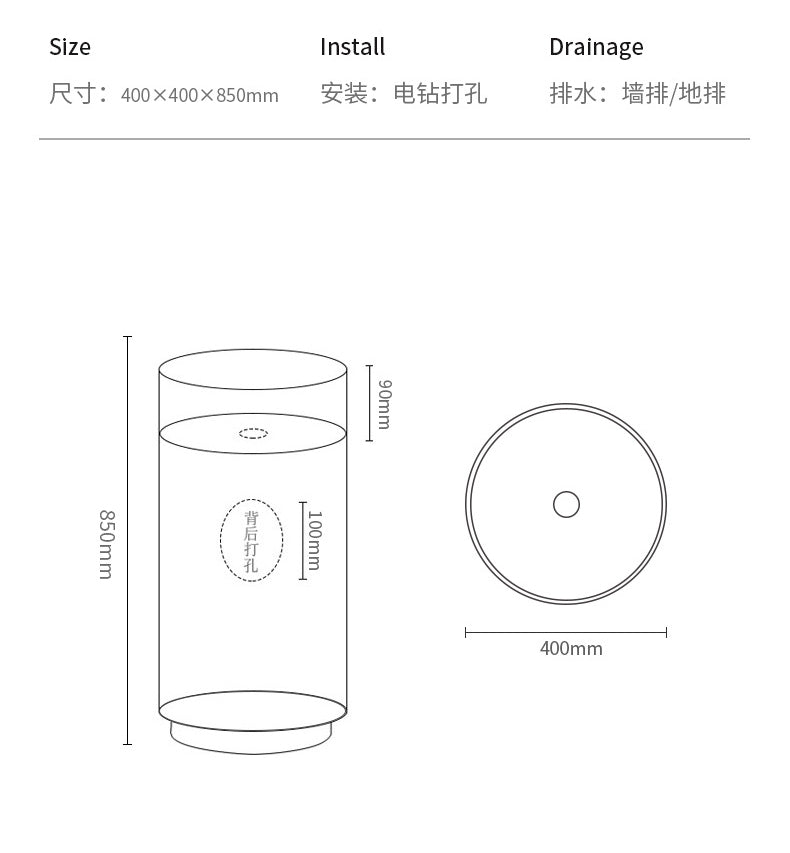 Modern SUS304 Stainless Steel Pedestal Sink - Free Standing Wash Basin