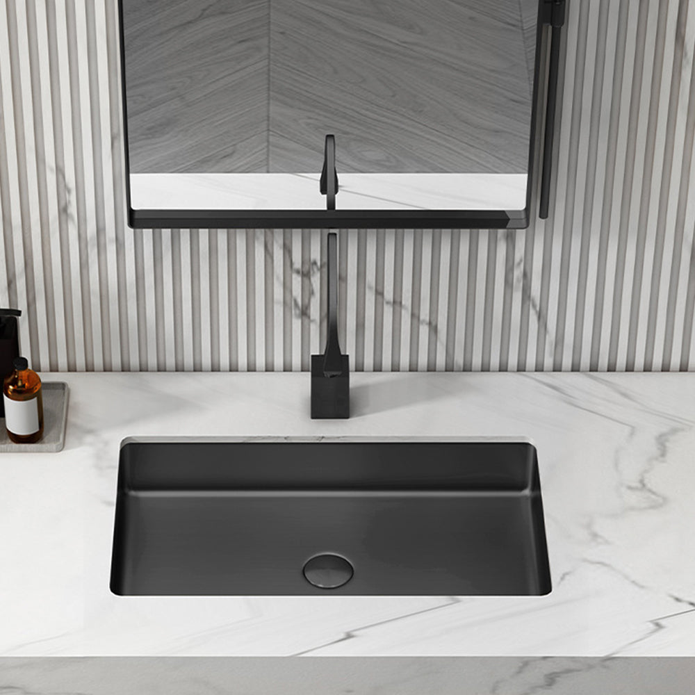 Black Rectangular Bathroom Sink with PVD Nano Coating - Undermount Vessel Basin