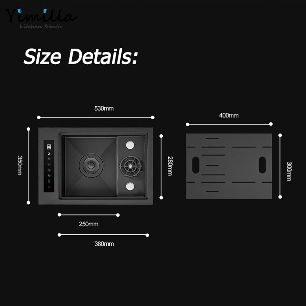 Smart Kitchen Sink with Hydrogen Washing Technology - 304 Stainless Steel Intelligent Cleaning System