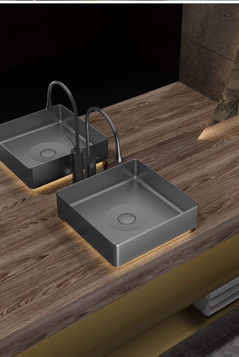 Modern 304 Stainless Steel Bathroom Vessel Sink with Pop-Up Drain