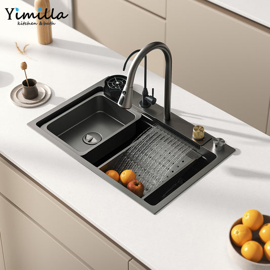 modern kitchen sink waterfall faucet