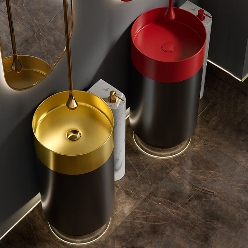 Luxury 304 Stainless Steel Pedestal Sink with Advanced PVD Processing