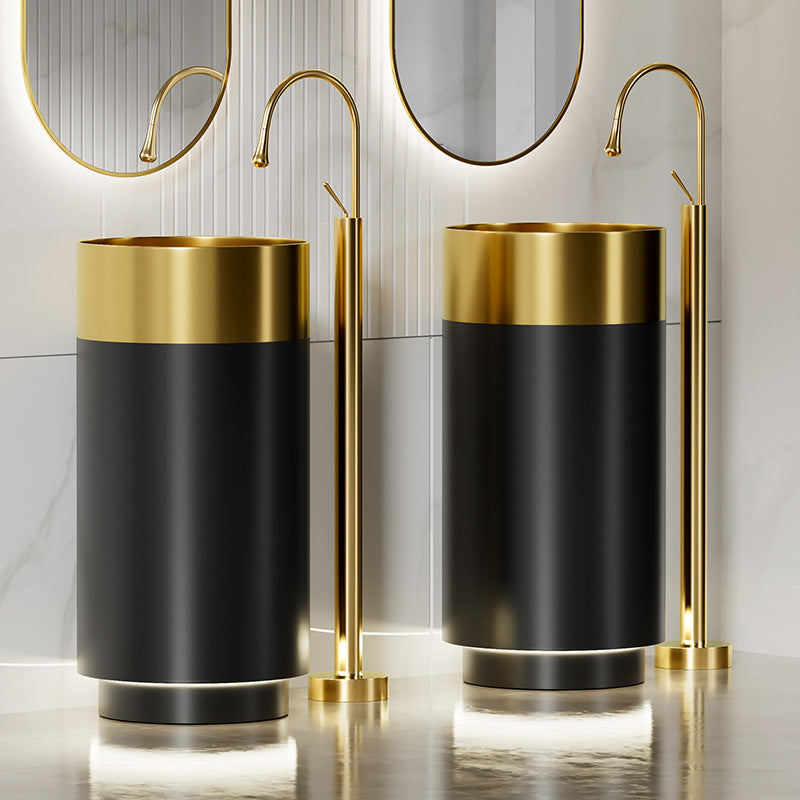 Luxury 304 Stainless Steel Pedestal Sink with Advanced PVD Processing