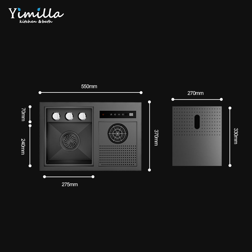 Smart Dishwasher Kitchen Sink - 2-in-1 Ultrasonic Cleaning System with Hidden Faucet