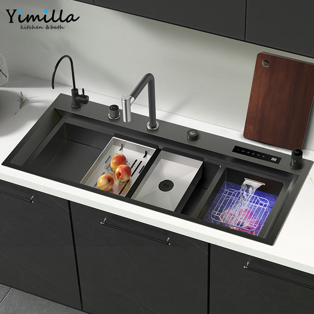 Smart Double Kitchen Sink - 304 Stainless Steel with Hydro Vegetable & Fruit Purification