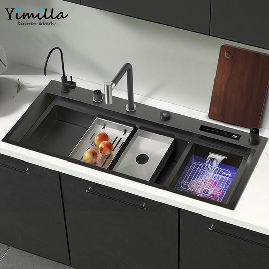 Smart Double Kitchen Sink - 304 Stainless Steel with Hydro Vegetable & Fruit Purification