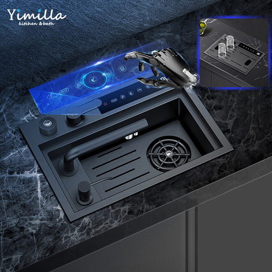 Ultrasonic Kitchen Sink - 304 Stainless Steel with Hidden Faucet for Bar