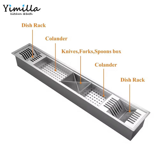 Stainless Steel Dish Rack Drainer with Drainboard & Utensil Holder for kitchen