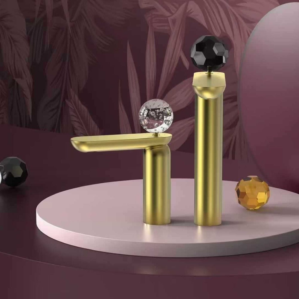 Italian Crystal Basin Faucet - Brushed Rose Gold Single Hole Art Faucet