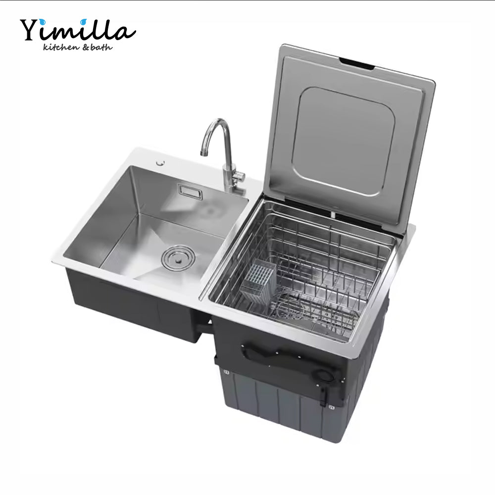 Smart Dishwasher Sink - Double Sink Stainless Steel Electric Dishwasher Kitchen Furniture Integration